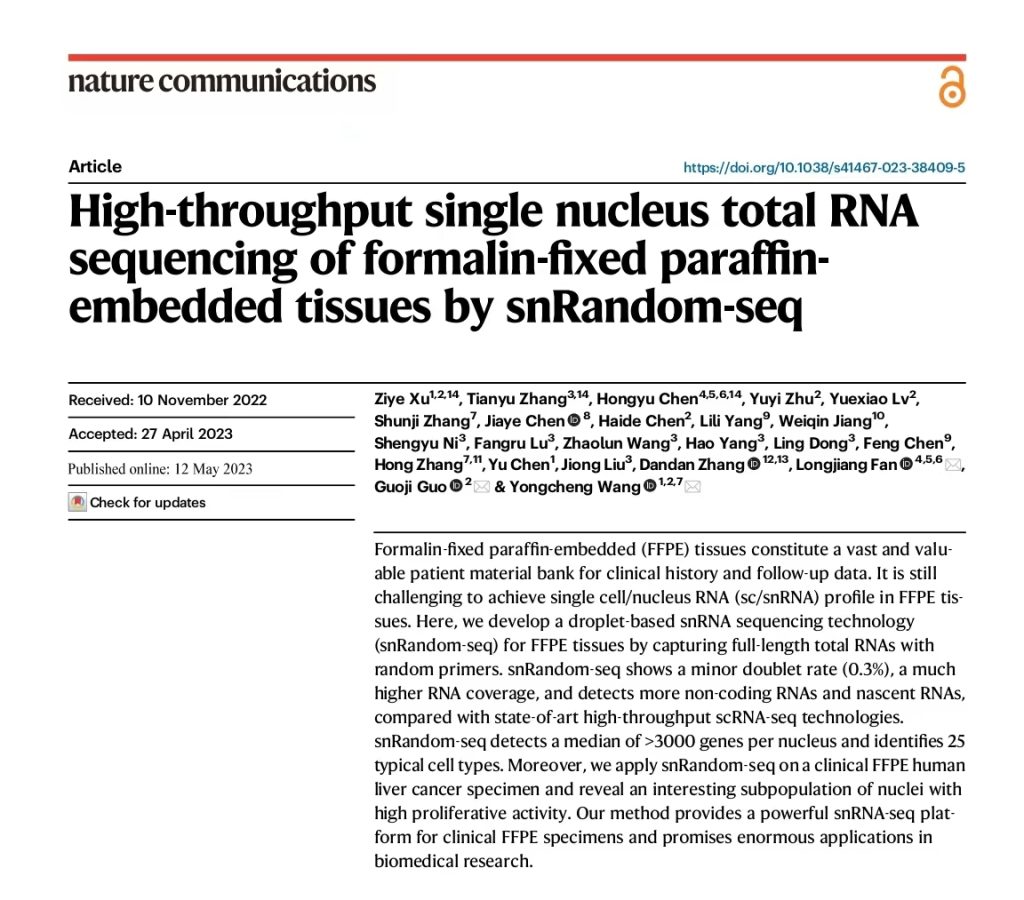 High-Throughput Single Nucleus Total RNA Sequencing of Formalin-Fixed Paraffin Embedded Tissues by SnRandom-Seq